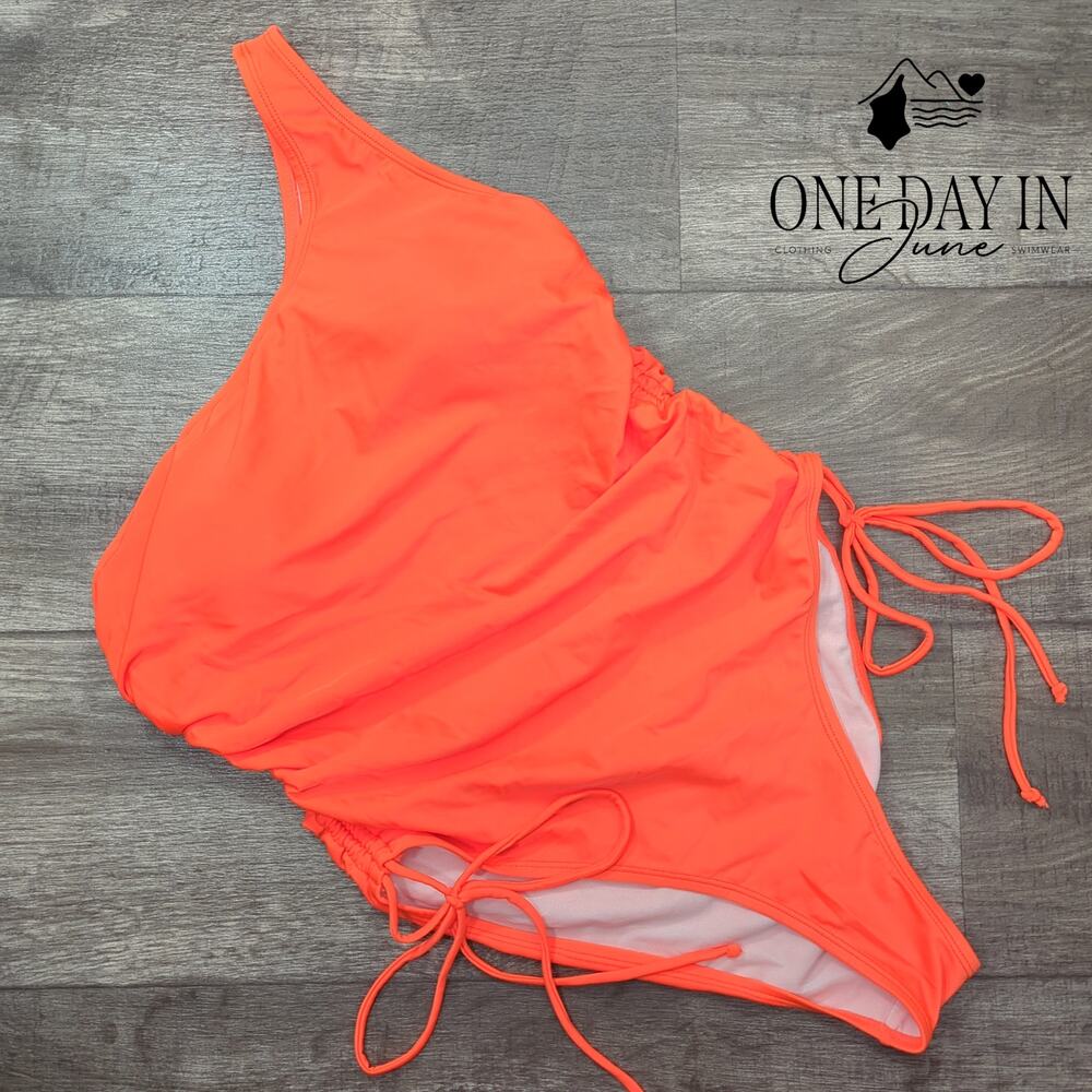 Adisputent One Shoulder Drawstring One Piece Swim… - image 1